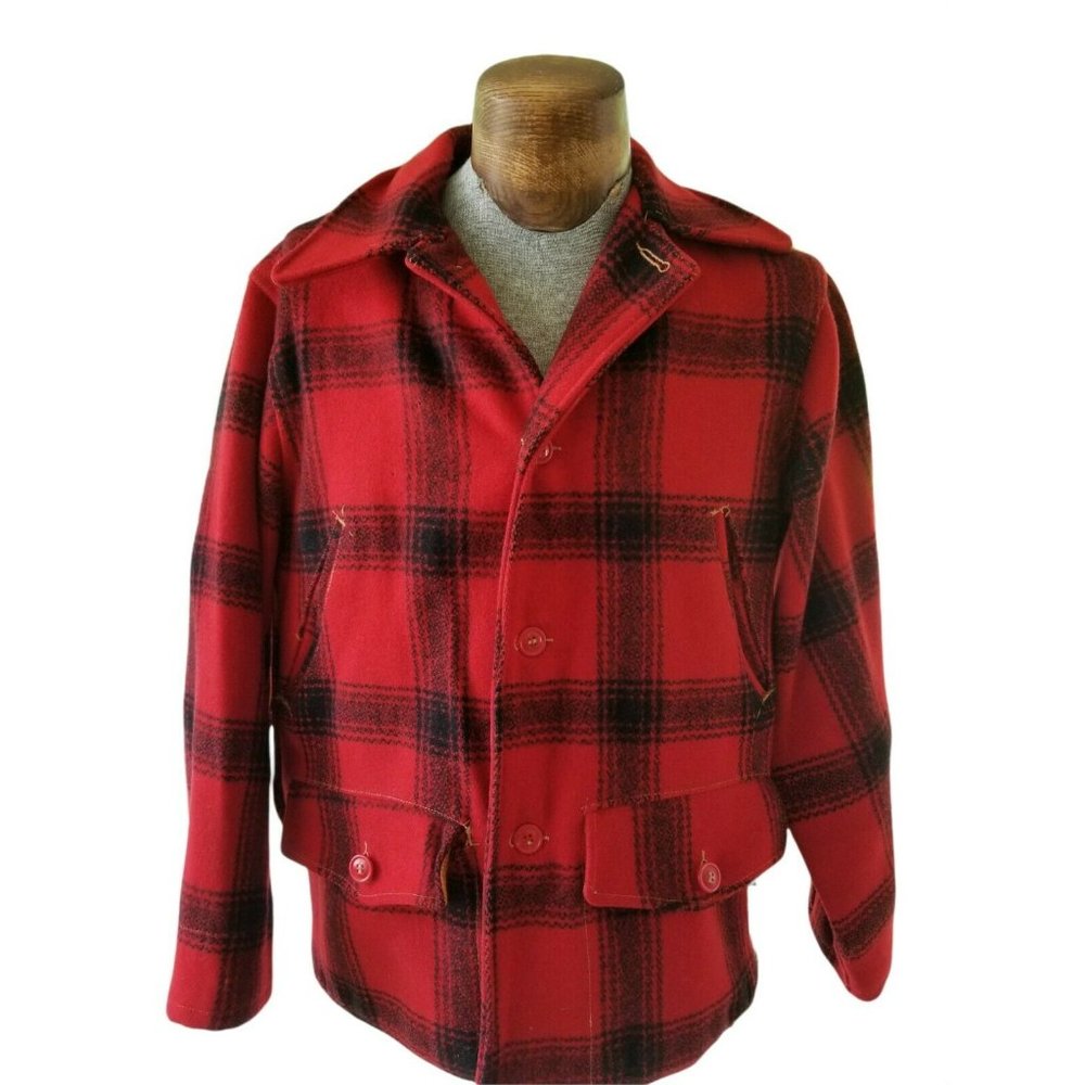 VTG BUDDY SCHOELLKOPF Men's Plaid Hunting Jacket Size Medium Wool?